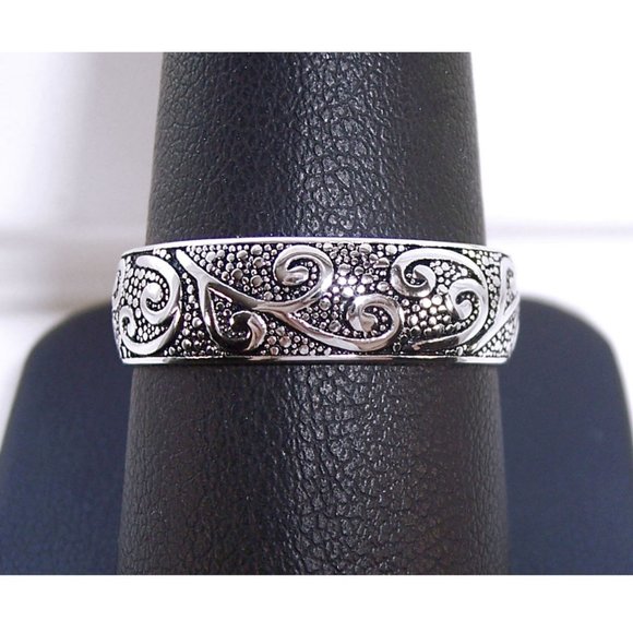 Scrolls Swirls Band Ring 6.5 mm Wide 925 Sterling Silver Women's Thumb Ring - Picture 11 of 14